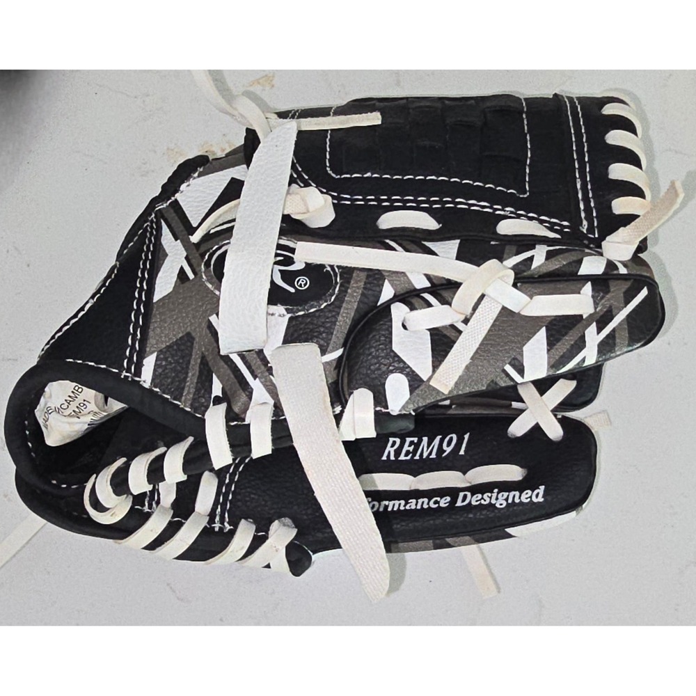 Rawlings Remix 9 Inch Youth Baseball Glove Black White Grey‎ REM91 Tball Kids